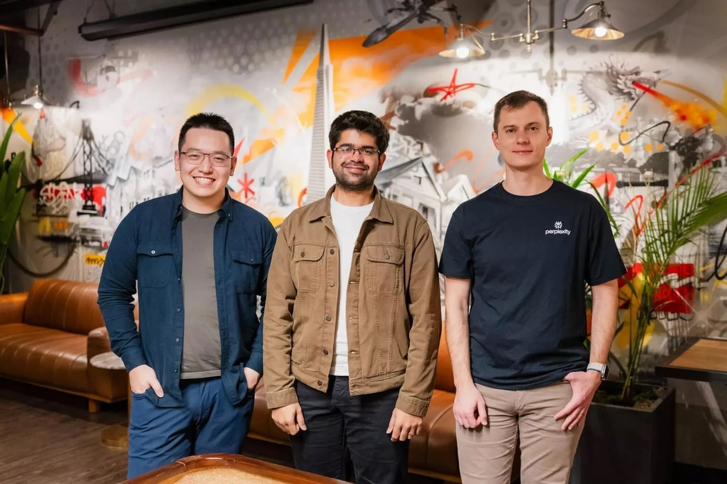 Những người sáng lập Perplexity Johnny Ho, Aravind Srinivas và Denis Yarats, từ trái sang phải. Nguồn: Perplexity